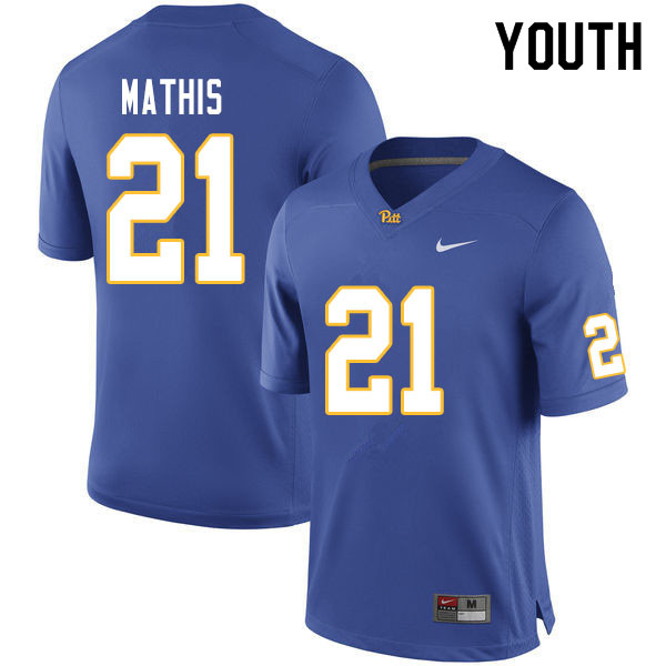 Youth #21 Damarri Mathis Pitt Panthers College Football Jerseys Sale-Royal